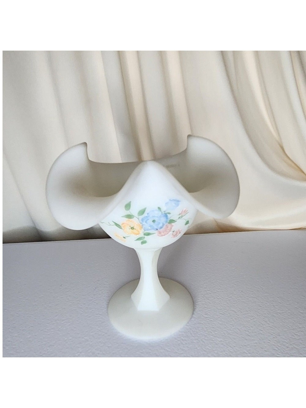Fenton Hand Painted Satin Compote